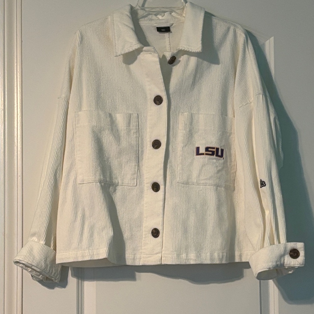 Women's Ivory Corduroy Jacket with LSU Embroidered Logo